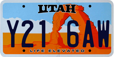 UT license plate Y216AW