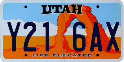 UT license plate Y216AX