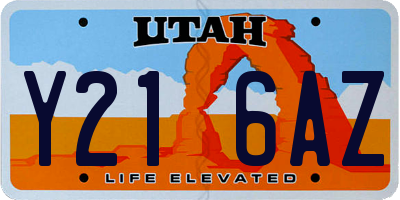 UT license plate Y216AZ