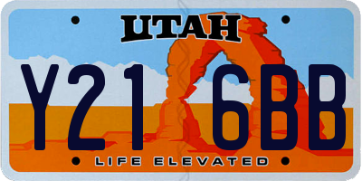 UT license plate Y216BB
