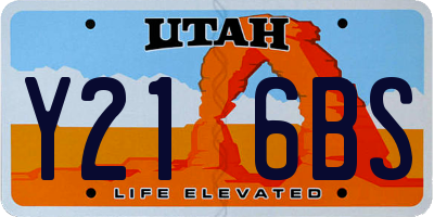 UT license plate Y216BS