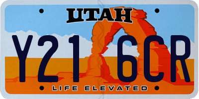 UT license plate Y216CR