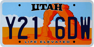 UT license plate Y216DW