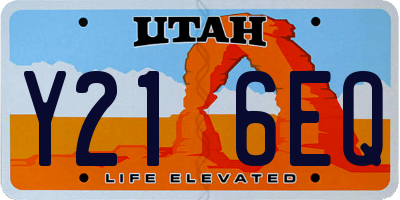 UT license plate Y216EQ