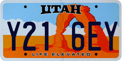 UT license plate Y216EY