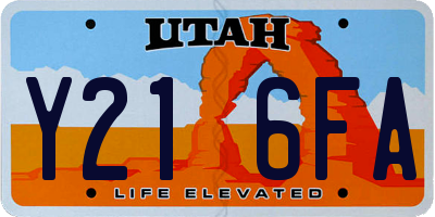 UT license plate Y216FA