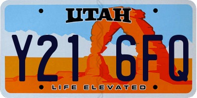 UT license plate Y216FQ