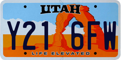 UT license plate Y216FW