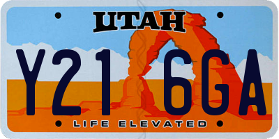 UT license plate Y216GA