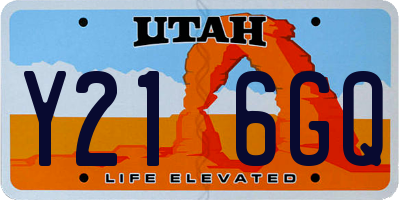UT license plate Y216GQ