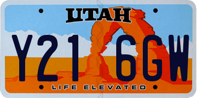 UT license plate Y216GW