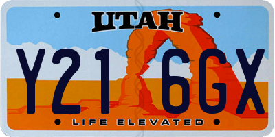 UT license plate Y216GX
