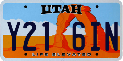 UT license plate Y216IN
