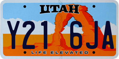 UT license plate Y216JA