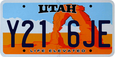 UT license plate Y216JE