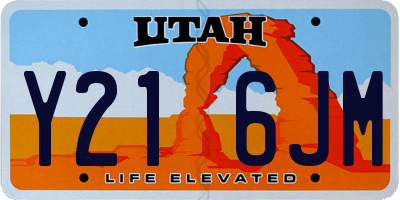 UT license plate Y216JM