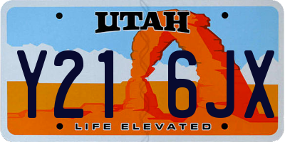 UT license plate Y216JX