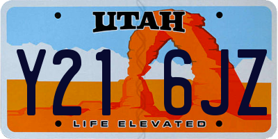 UT license plate Y216JZ