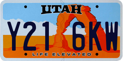 UT license plate Y216KW