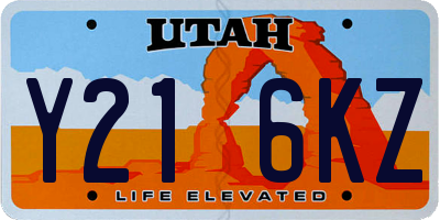 UT license plate Y216KZ