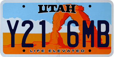 UT license plate Y216MB