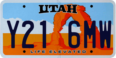 UT license plate Y216MW