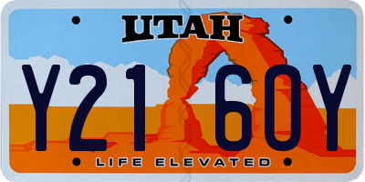 UT license plate Y216OY
