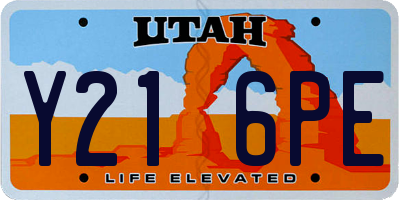 UT license plate Y216PE