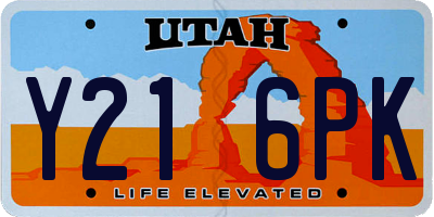 UT license plate Y216PK