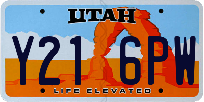 UT license plate Y216PW