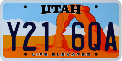 UT license plate Y216QA