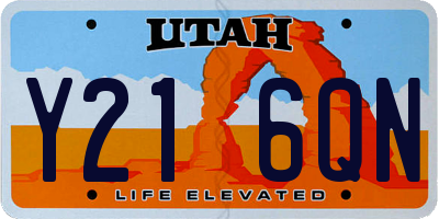 UT license plate Y216QN