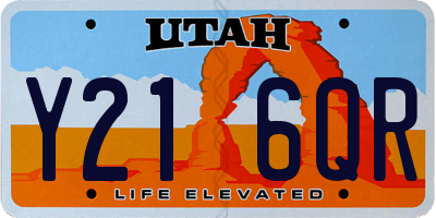 UT license plate Y216QR