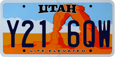 UT license plate Y216QW