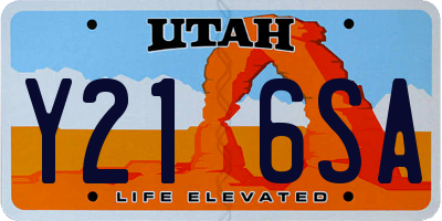 UT license plate Y216SA