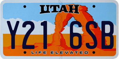 UT license plate Y216SB