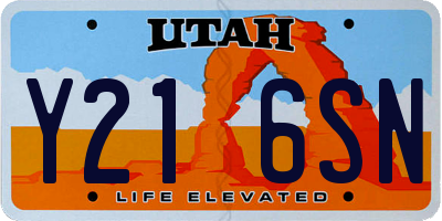 UT license plate Y216SN