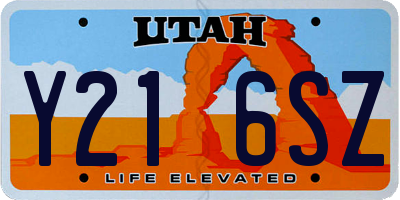 UT license plate Y216SZ