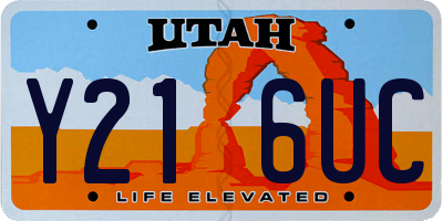 UT license plate Y216UC