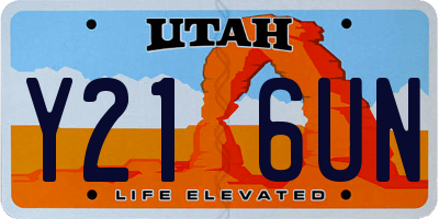 UT license plate Y216UN