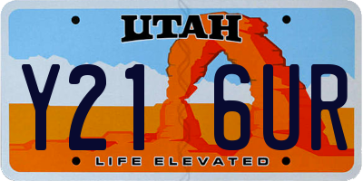 UT license plate Y216UR