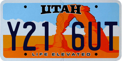 UT license plate Y216UT