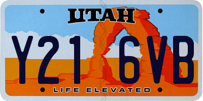 UT license plate Y216VB