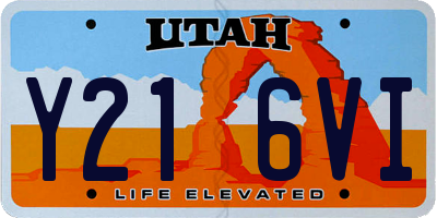 UT license plate Y216VI