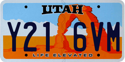 UT license plate Y216VM