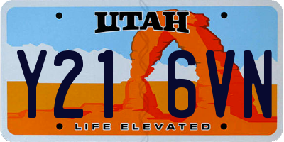 UT license plate Y216VN