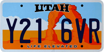 UT license plate Y216VR