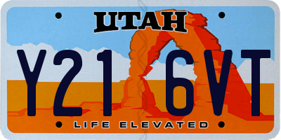 UT license plate Y216VT