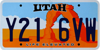 UT license plate Y216VW
