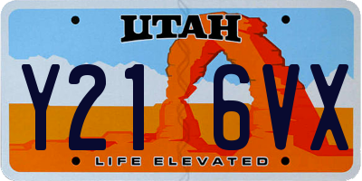 UT license plate Y216VX